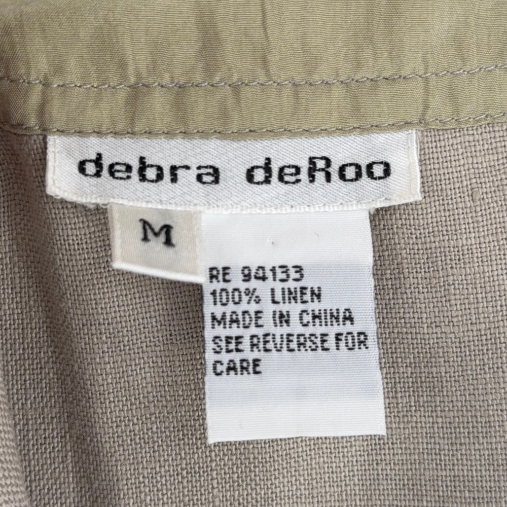 debra deRoo Linen Button Front Long Sleeve Casual Top Women M - Picture 3 of 5
